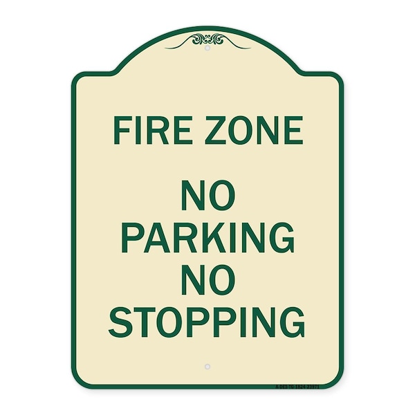 Signmission Fire Zone No Parking No Stopping Heavy-Gauge Aluminum Architectural Sign, 24" x 18", TG-1824-23971 A-DES-TG-1824-23971 - main